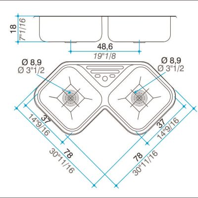 Bacha Acero Johnson AxaD78A Esquinera Marmoleria Giacomo Portaro Planos