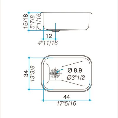 Bacha Acero Johnson E44 Marmoleria Giacomo Portaro Planos