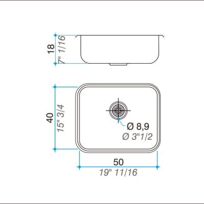 Bacha Acero Johnson E50 Marmoleria Giacomo Portaro Planos