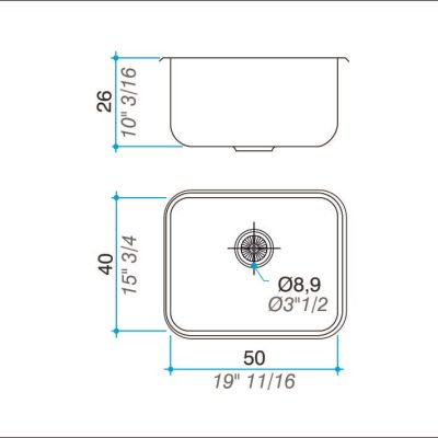 Bacha Acero Johnson G50 Marmoleria Giacomo Portaro Plano