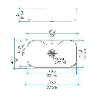Bacha Acero Johnson LUXOR SI85 A Marmoleria Giacomo Portaro Planos
