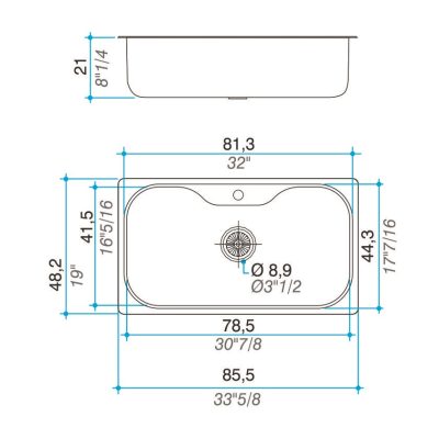 Bacha Acero Johnson Luxor-S171-STA-1 Marmoleria Giacomo Portaro Planos