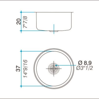 Bacha Acero Johnson O37 Marmoleria Giacomo Portaro Planos