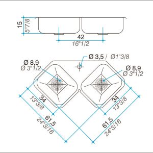 Bacha Acero Johnson X28 Esquinera Marmoleria Giacomo Portaro Planos
