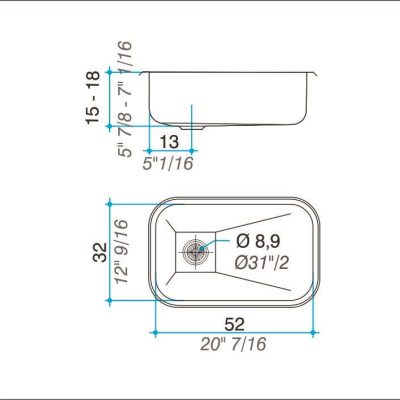 Bacha Acero Johnson Z52-y-18 Marmoleria Giacomo Portaro Planos