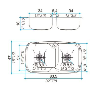 Bacha Acero Johnson Zara-D84A Doble Marmoleria Giacomo Portaro Planos