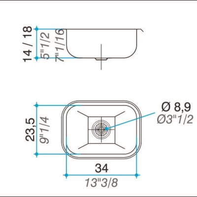 Bacha Acero Johnson t34 Marmoleria Giacomo Portaro Planos